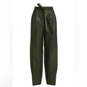Ulla Johnson Navona High-Rise Leather Pants. Size 8. Color-Green